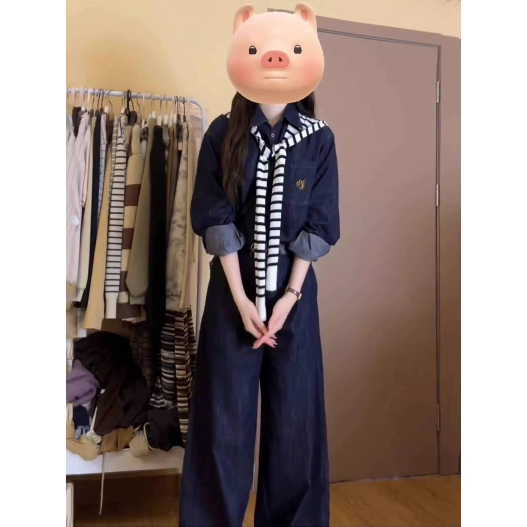 牛仔一整套穿搭休闲运动套装女早春秋季韩系高级感宽松洋气两件套