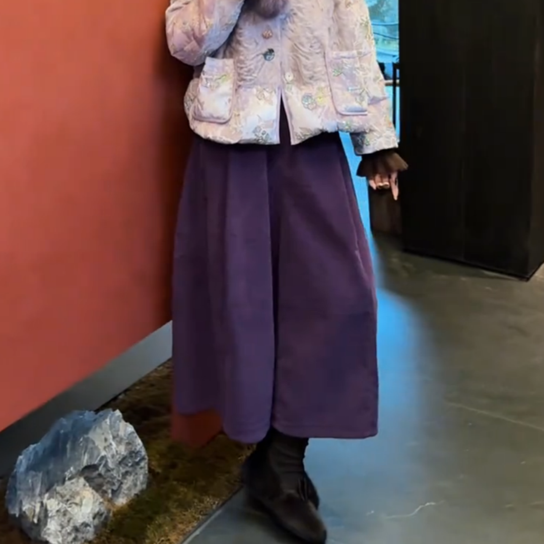 复古风紫色压褶设计阔腿八分裤女冬季新款时尚百搭显瘦舒适休闲裤,女装/女士精品,大码裤装,淘宝优惠券,粉丝福利购,淘宝优惠卷