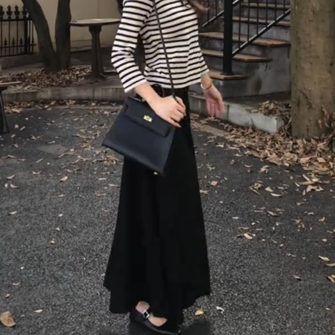 黑色高腰显瘦百搭加厚半身裙子女
