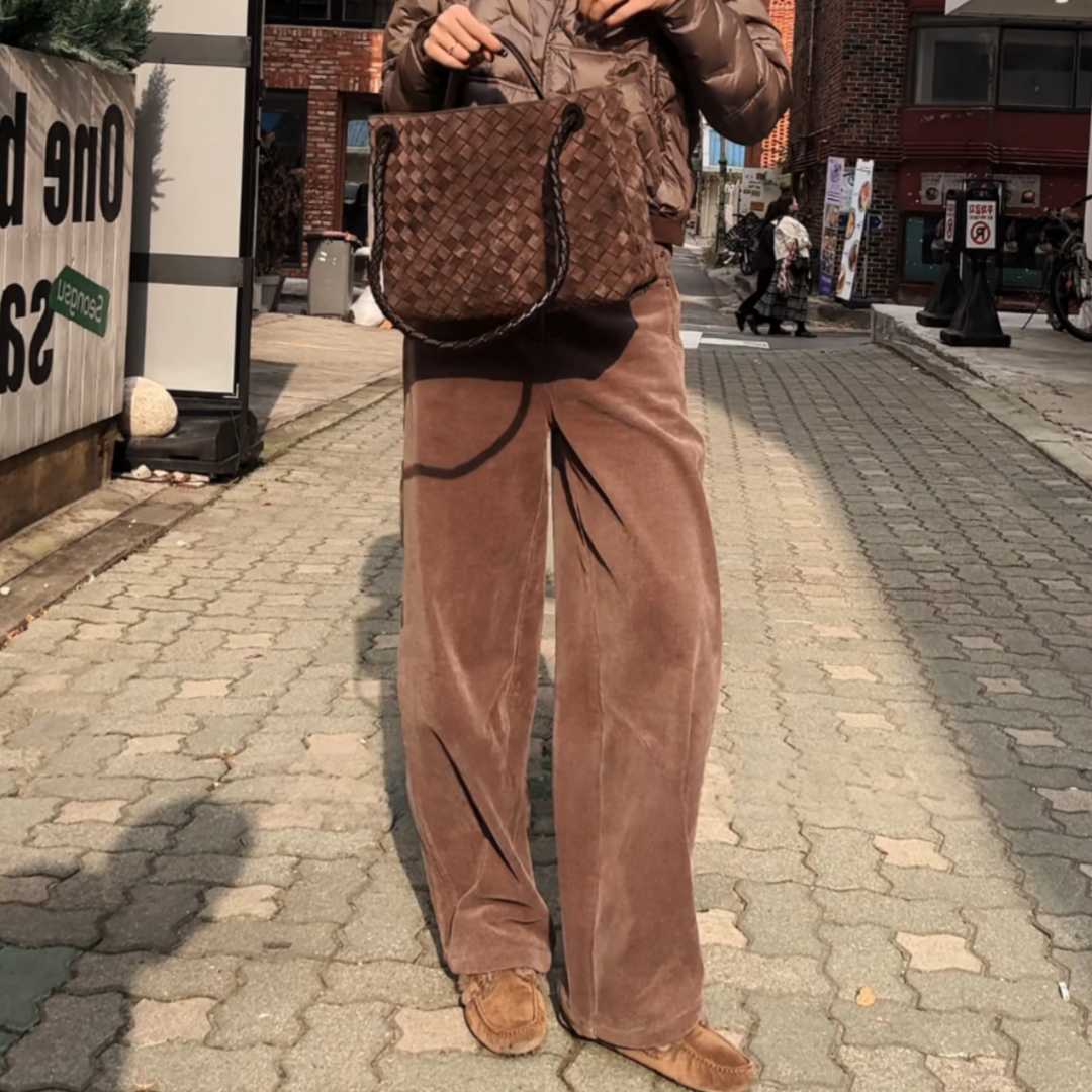 美拉德棕色灯芯绒厚实直筒裤女冬季新款时尚显瘦显腿长垂坠感长裤,女装/女士精品,大码裤装,淘宝优惠券,粉丝福利购,淘宝优惠卷