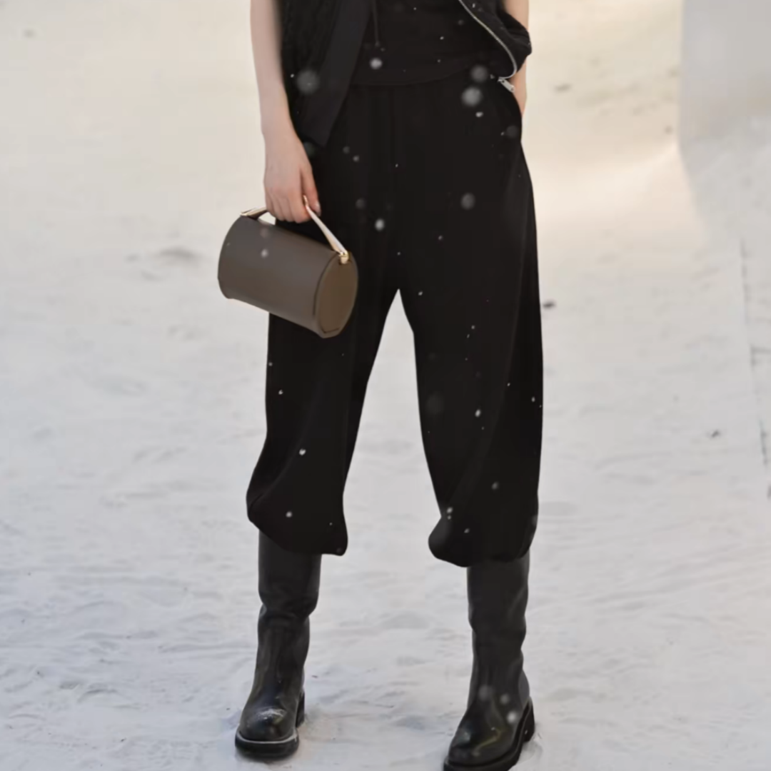 高级感加绒厚实宽松休闲卫裤子女