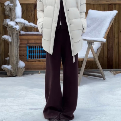 暗红色高级气质加绒加厚垂感卫裤