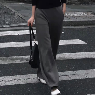 干练百搭显瘦长裤 极简风灰色加绒厚实保暖垂感西装 时尚 女冬季 子 裤