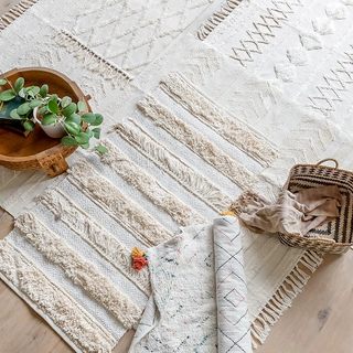 人气地毯北欧现代摩洛哥菱形线条黑白菱格纹客厅卧室床边柔软地毯