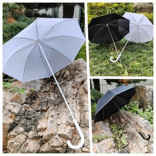 Lolita伞胚手作伞纯色弯柄伞长柄碰击布工艺伞洛丽塔装饰cos雨伞