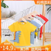 2019 quần áo trẻ em mùa hè mới bé trai mùa hè trẻ em ngắn tay áo thun cotton mỏng phiên bản Hàn Quốc của một nửa tay áo - Áo thun