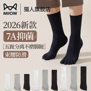 纯棉防臭抑菌分趾全棉中筒商务长袜子男款 薄款 夏季 猫人五指袜男士
