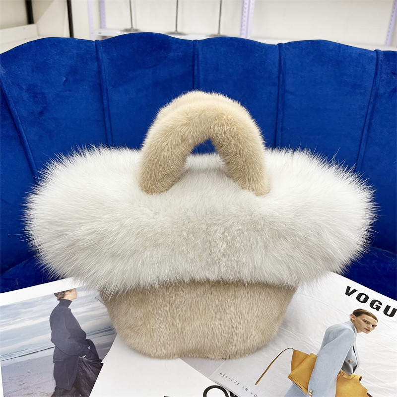 花蓝包进口水貂毛整皮全毛狐狸菜篮子女包真皮草包包手拎单肩斜跨,箱包皮具/热销女包/男包,通用款女包,淘宝优惠券,粉丝福利购,淘宝优惠卷