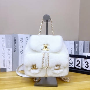 双肩包小香风链条皮草包包进口水貂真皮女包新背包欧洲站小众设计