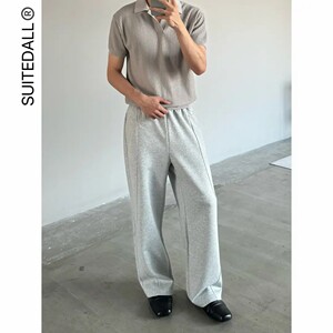 SUITEDALL解构卫裤 立体剪裁320克宽松直筒版型夏季休闲运动长裤