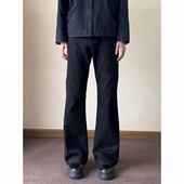 13oz百搭简约休闲压褶剪裁长裤 黑色微喇叭水洗牛仔裤 517 ALLFIT