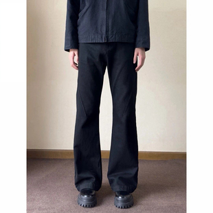 13oz百搭简约休闲压褶剪裁长裤 黑色微喇叭水洗牛仔裤 517 ALLFIT