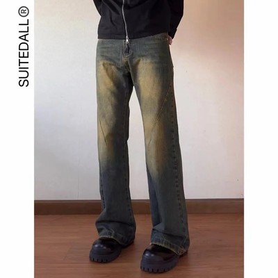 ALLFIT铁锈色微喇叭牛仔裤