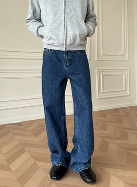 SUITEDALL蓝黑ROW风丹宁牛仔裤13.5oz素版直筒基础百搭休闲长裤子