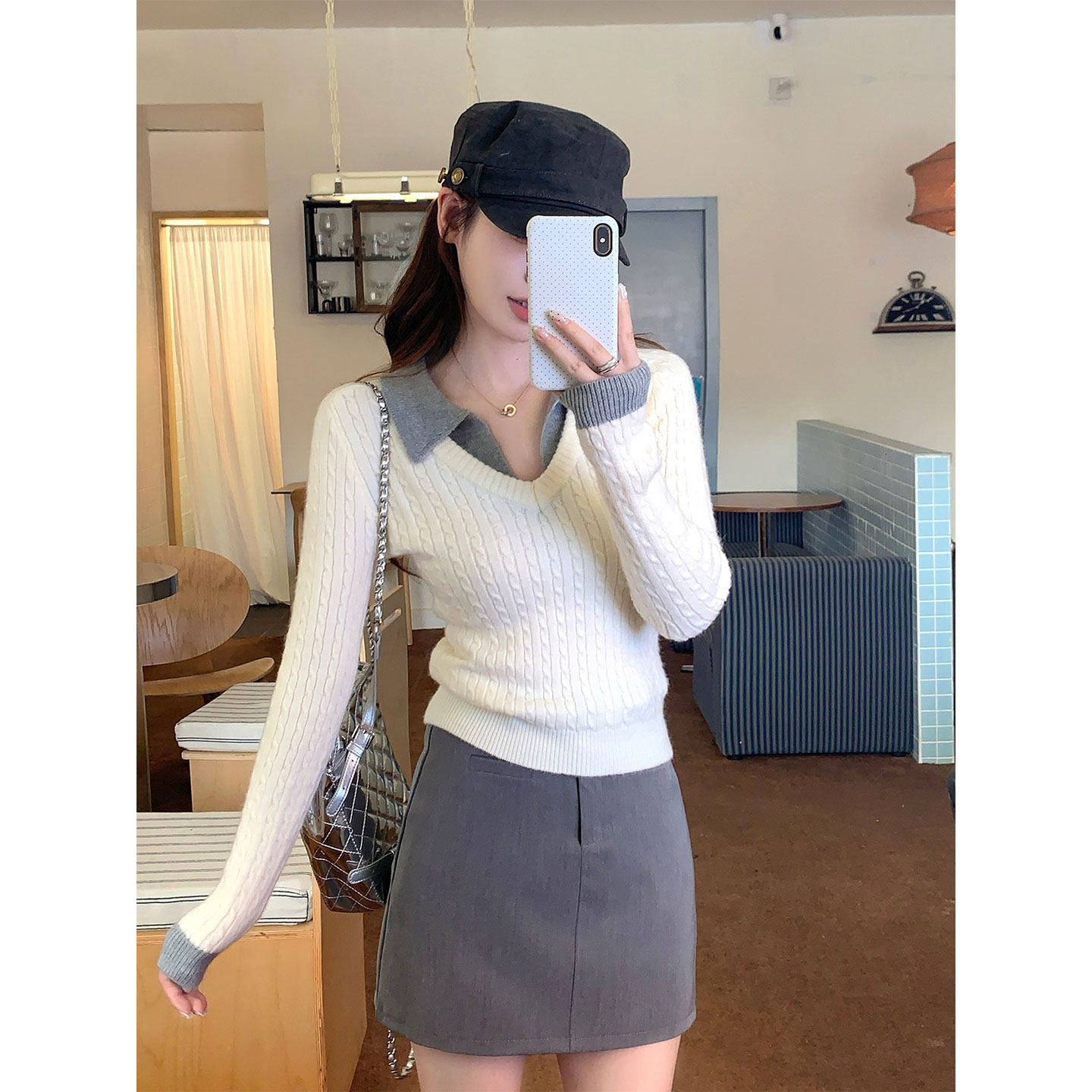 小香气质软糯假两件针织打底衫女秋冬装修身内搭高级感超好看毛衣,女装/女士精品,毛针织衫,淘宝优惠券,粉丝福利购,淘宝优惠卷