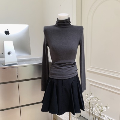 蘑糯糯黑色花瓣半身裙a字短裙