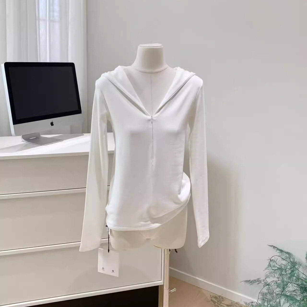 休闲连帽衫半拉链长袖卫衣外套女