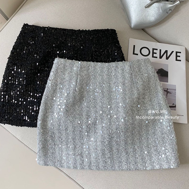 亮片半身裙女秋冬韩系气质温柔风