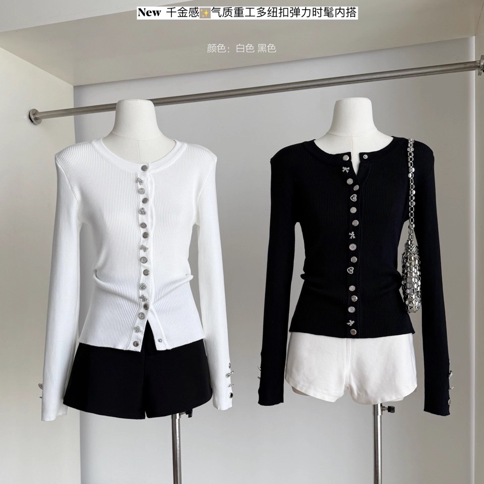 千金贵气质重工韩系修身针织衫女