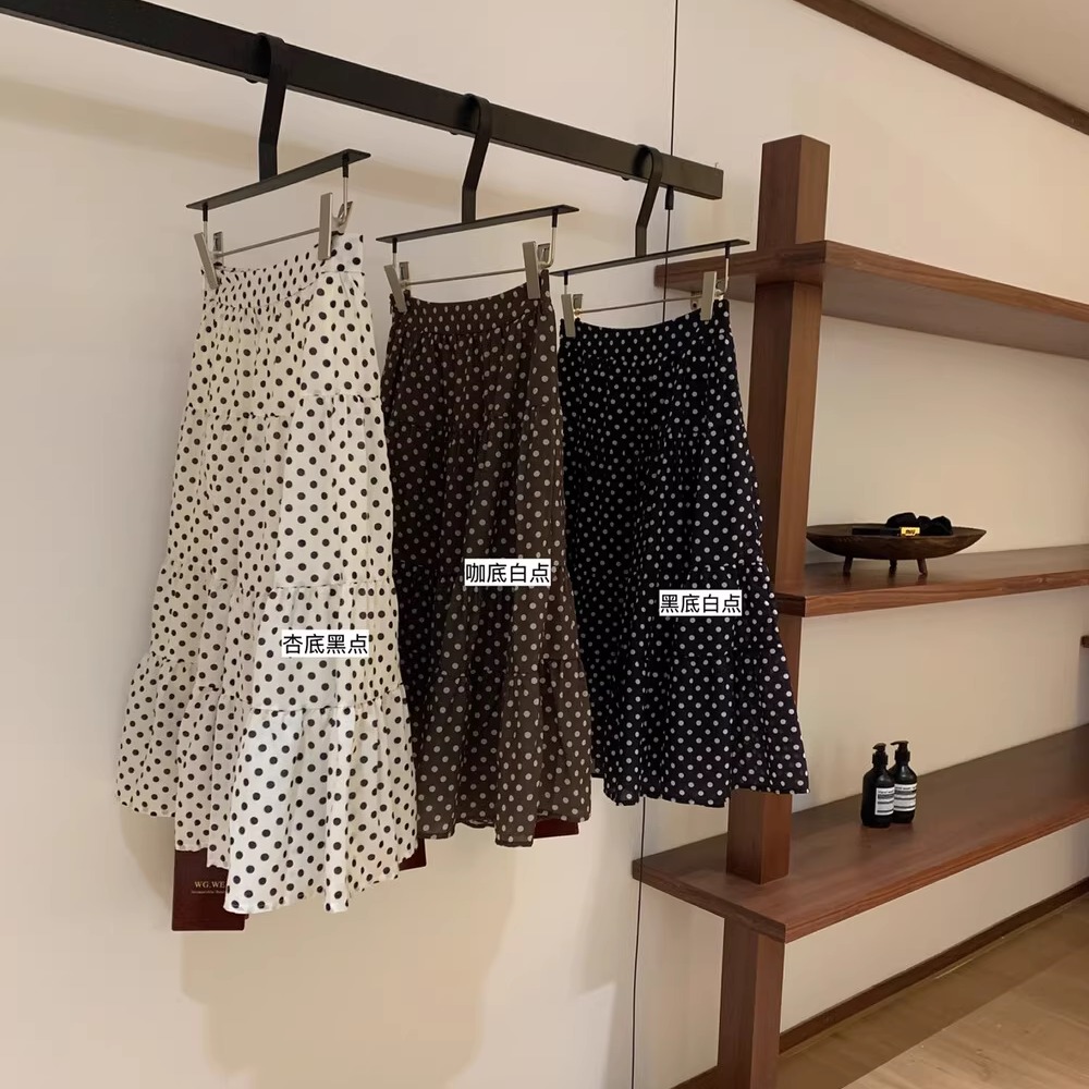 法式复古波点多层拼接蛋糕裙