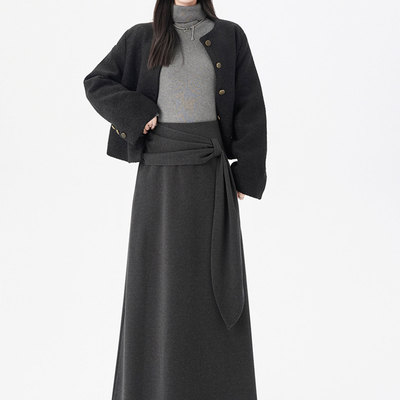 超好看冬装加厚毛呢半身裙女秋