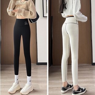 女 加绒外穿保暖羊羔绒高腰收腹打底裤 实价不减价 秋冬黑桃A鲨鱼裤