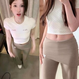 女长裤 小个子2026春新款 高弹微喇咖色休闲屁帘裤 修身 赵露思同款