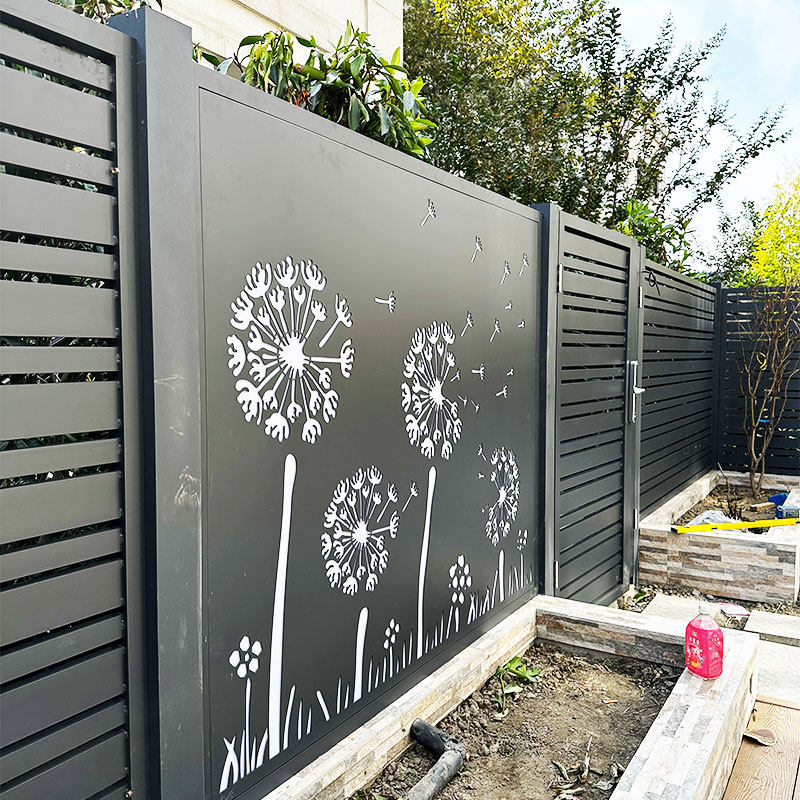 带灯箱的院子围栏 蒲公英造型可选 庭院栅栏创意围墙上海陆庆铝艺