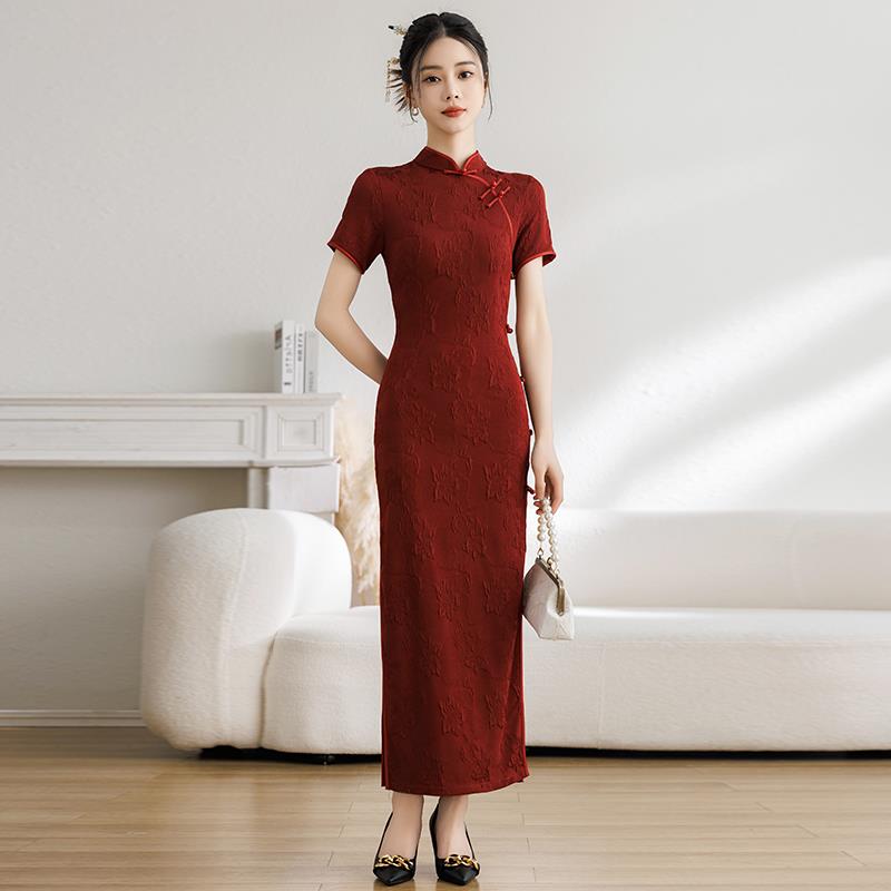 新中式旗袍订婚红色敬酒服