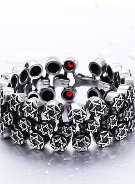 男钛钢锆石朋克不掉色手链