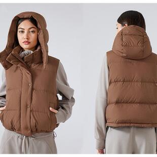 新款冬季羽绒服马甲女款时尚百搭连帽短款防风保暖羽绒外套DAW159