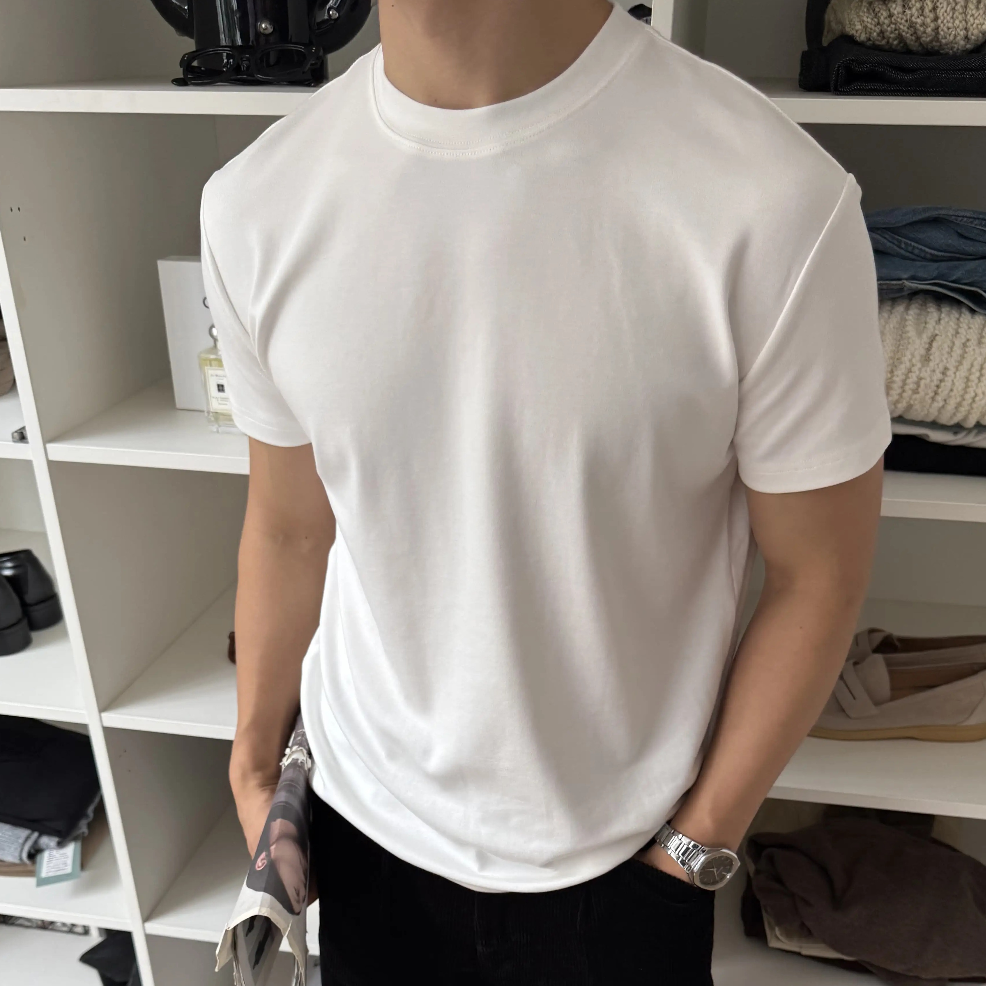 ZHUOLINZHANG基础液氨棉男士T恤上衣高弹速干短袖运动正肩百搭款
