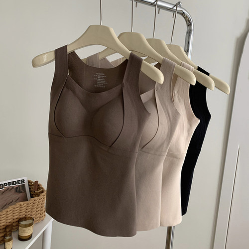 德绒桑蚕丝保暖吊带背心女秋冬