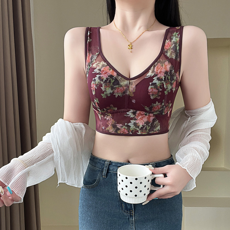 中老年内衣无排扣无痕蕾丝美背