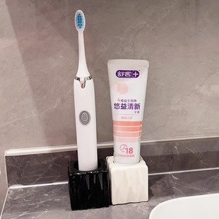 轻奢牙刷架高级陶瓷牙膏筒黑白牙刷架子轻便省空间易携带置物架稳