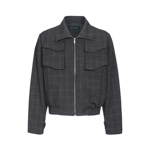 SoleMass Plaid Jacket格纹工装夹克 短宽版型 立领翻领两穿外套