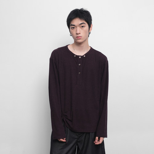 SoleMass Plaid Hood 可拆卸格子连帽长袖 飘带褶皱 宽松圆领上衣