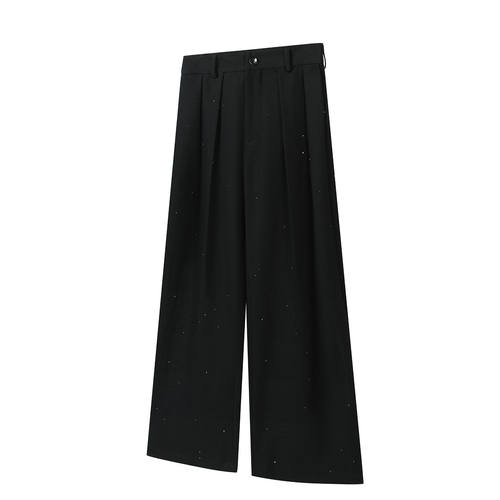 SoleMass Rhinestone Pants 烫钻褶皱西裤 TR混纺 阔腿百搭长裤