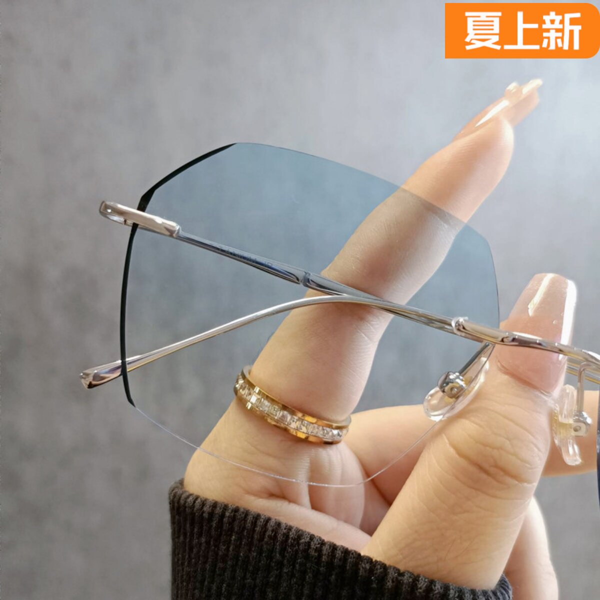 纯钛度数超轻无框变色近视眼镜