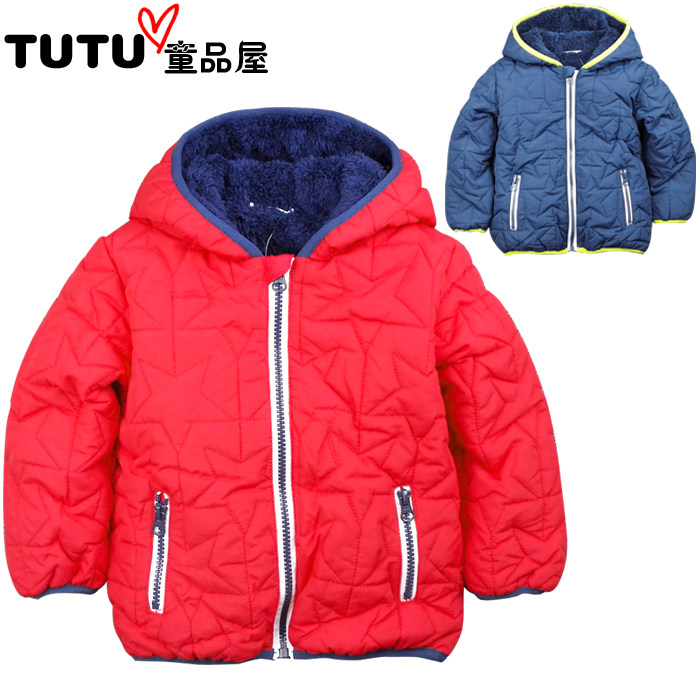 男女宝宝外套0-2秋冬加绒加厚保暖3岁小童冬装棉袄带帽防风外出服