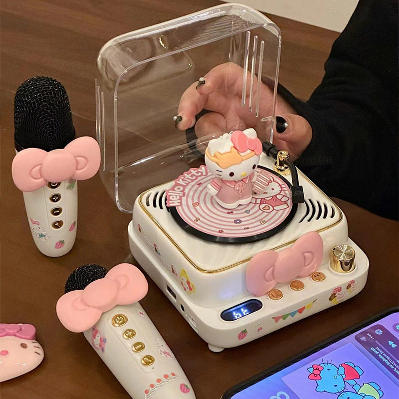 hellokitty唱片机蓝牙音箱可爱KT猫麦克风唱歌音响生日礼物女生