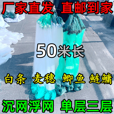 单层三层沉网浮网白条鲫鱼50米长