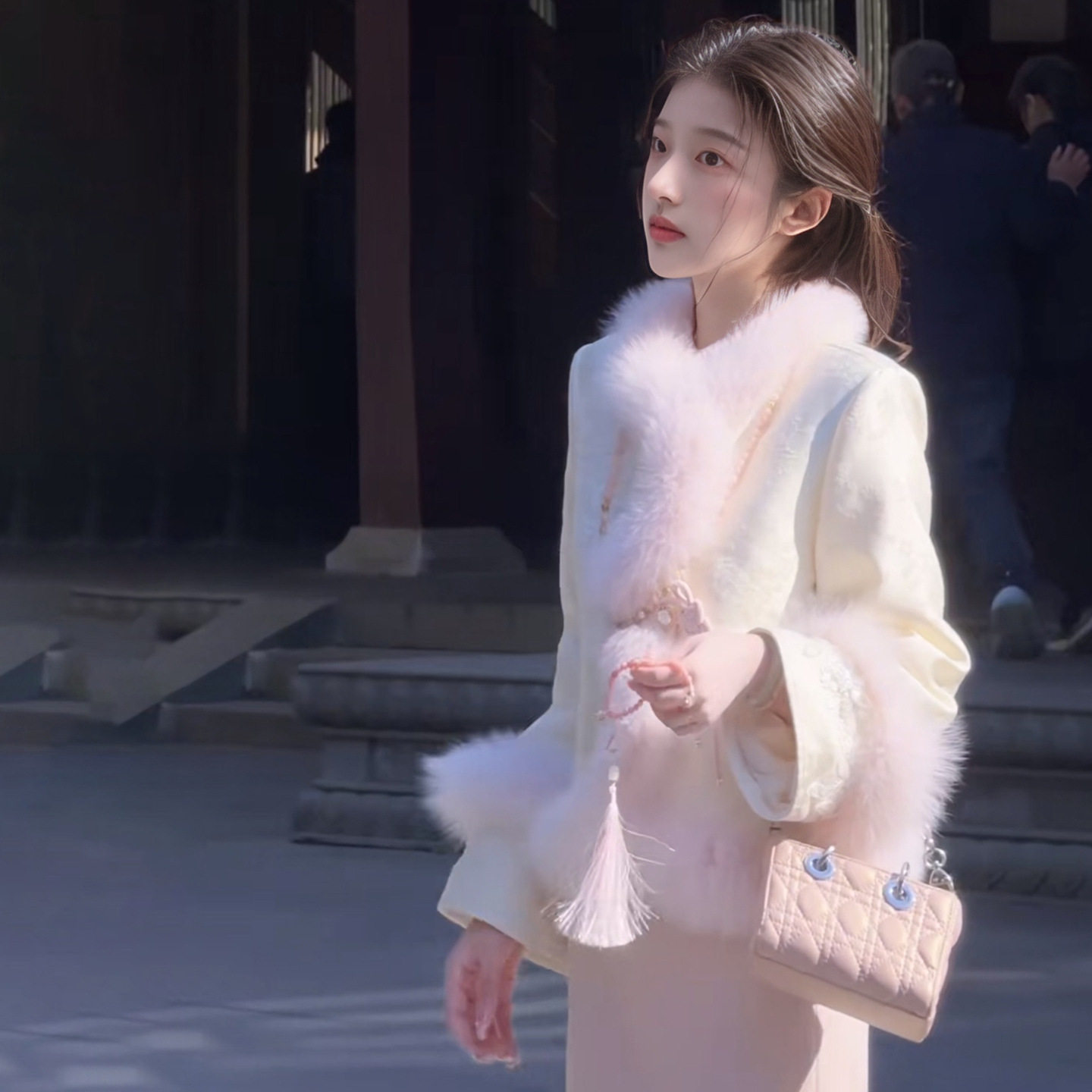 Ayomis涤纶新中式国风毛羽绒服