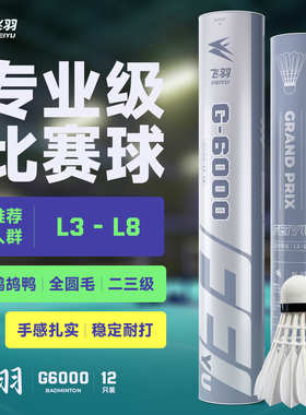 飞羽羽毛球银羽G6000飞行稳定耐打俱乐部场馆专业比赛训练12只装