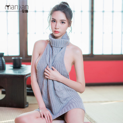 情趣内衣服女性感露背毛衣开档露胸激情套装制服夜店sm骚透视双穿-tmall.com天猫