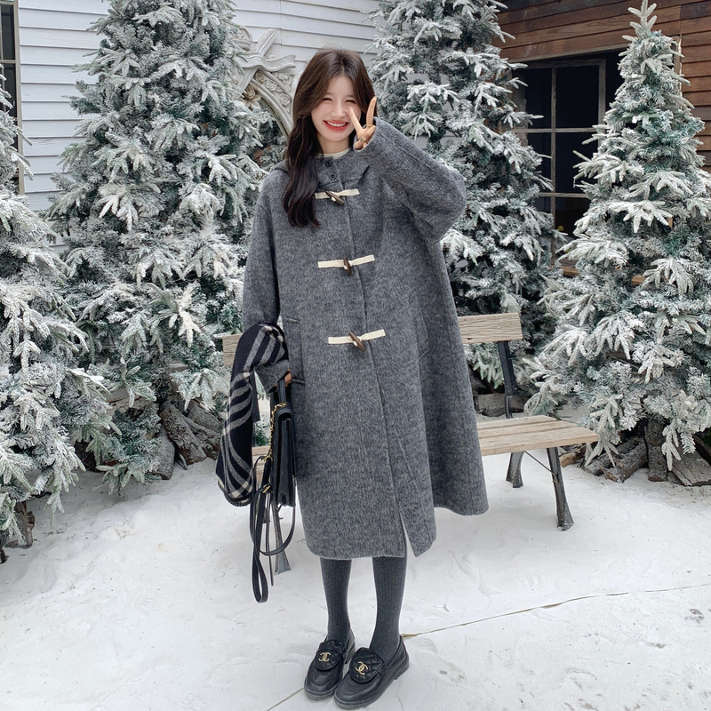 Mistletoe现货主推新款加厚双面羊毛呢连帽大衣p295-k438