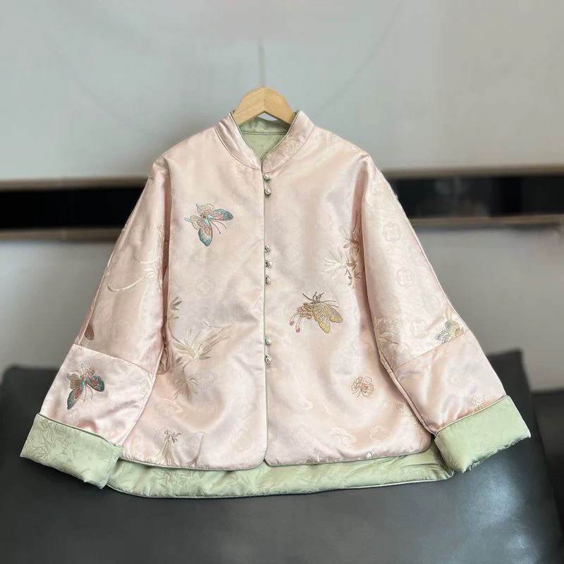 加棉加厚保暖外套女唐装改良棉服