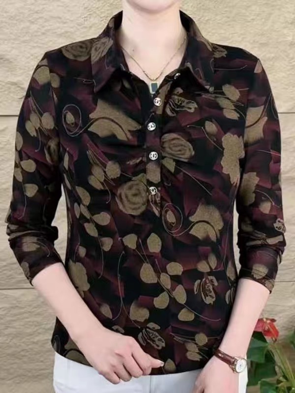 上衣女妈妈装遮肉显瘦打底小衫