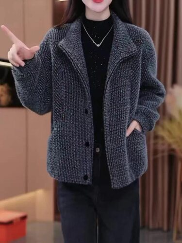 春秋高级呢子大衣女短款高档洋气