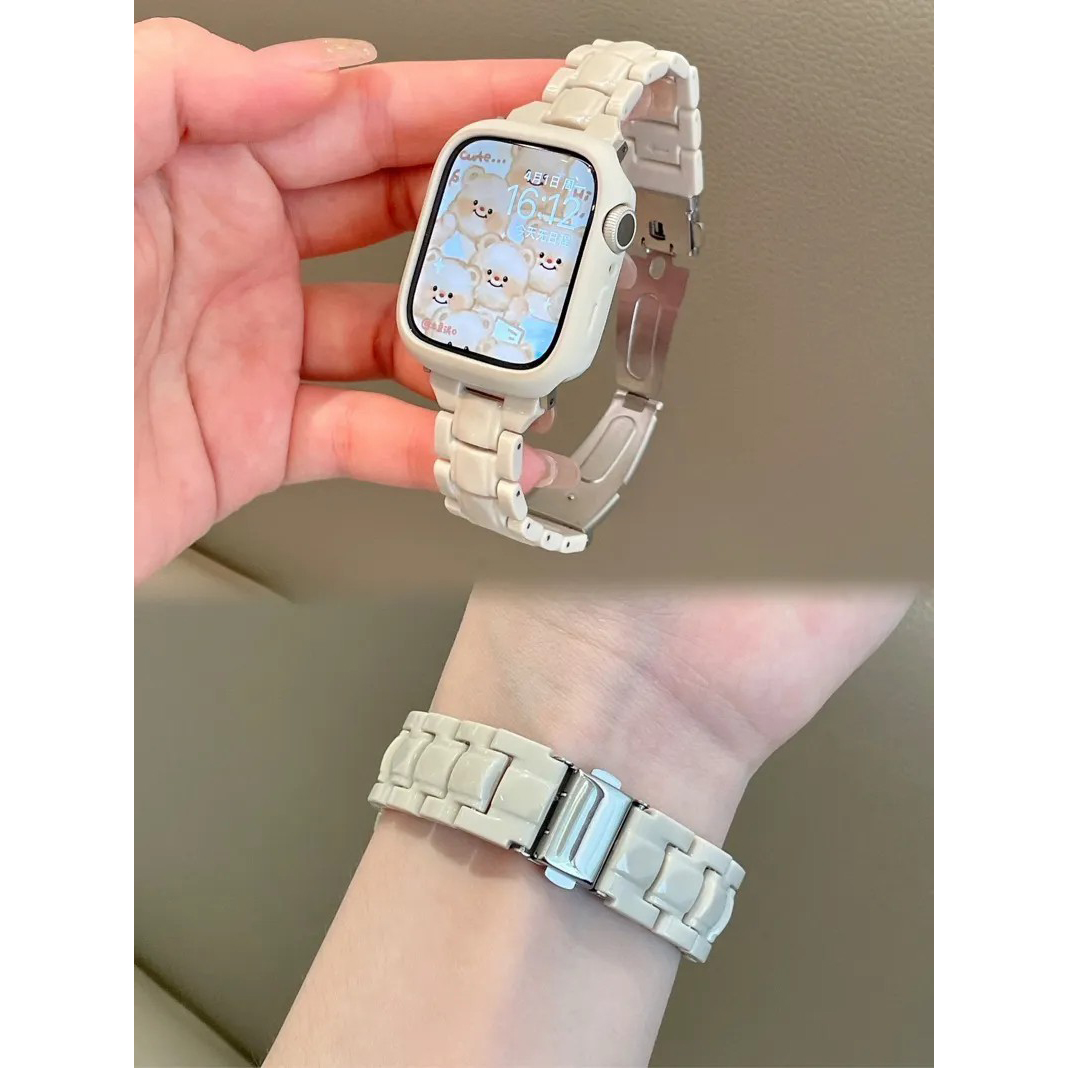 小方块树脂适用苹果iwatchs10手表带华为fit34小米9pro红米watch5